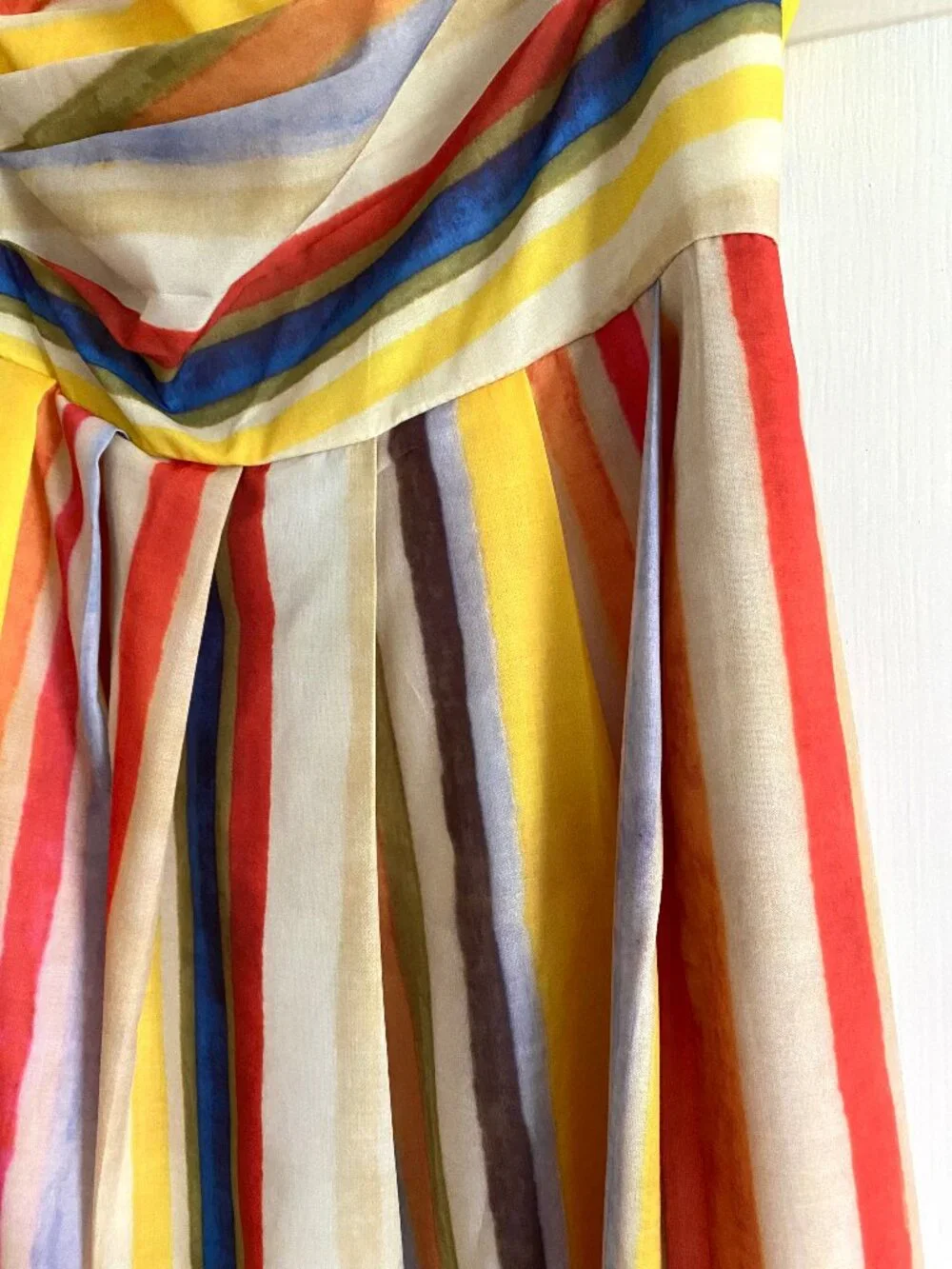 Rainbow Striped Cotton Midi Dress S